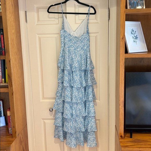 Blue Ruffle Maxi Dress - Picture 9 of 11